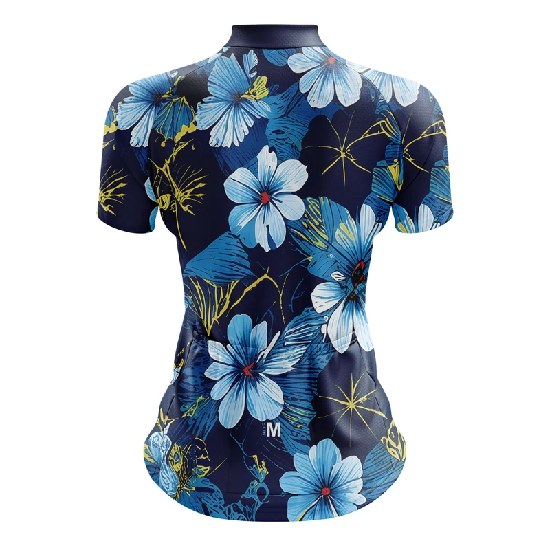 Women's Blue Floral Cycling Jersey or Shorts