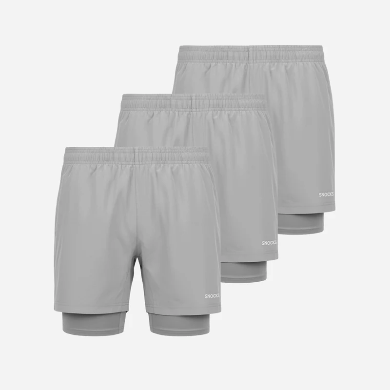 2 in 1 Shorts Herren | Silber Grau