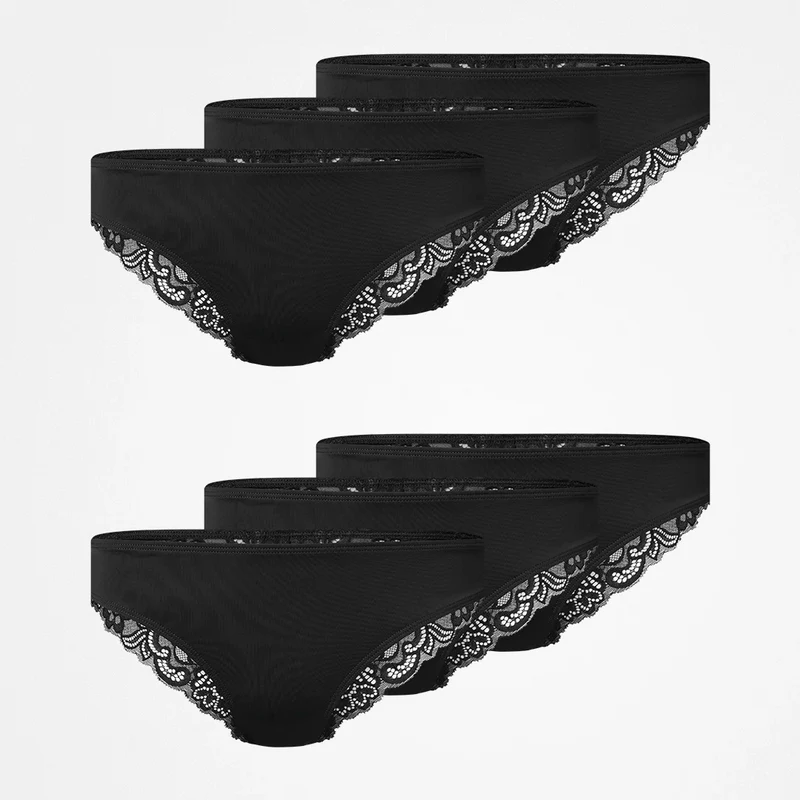 Seamless Tanga mit Spitze | Schwarz