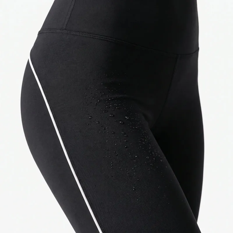 High Waist Leggings mit Retro Kontraststreifen | Schwarz