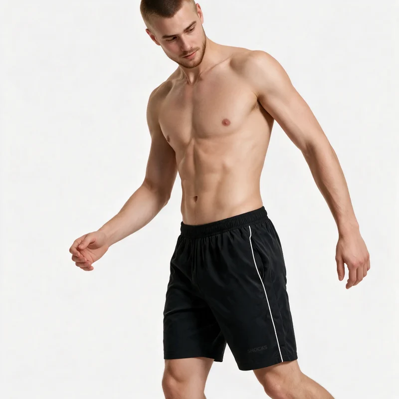 Sport Shorts Herren mit Kontraststreifen | Schwarz