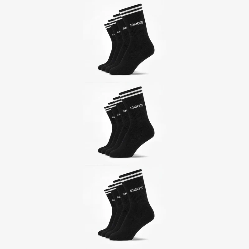 Hohe Sportsocken mit Streifen Kinder | Schwarz