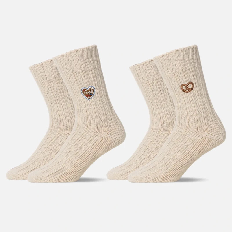 Norweger Socken | Off White "Lebkuchenherz & Brezn""-Edition"