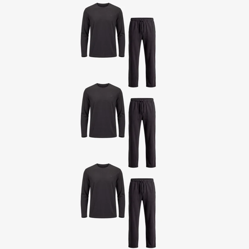 Schlafanzug Set Herren lang | Anthrazit