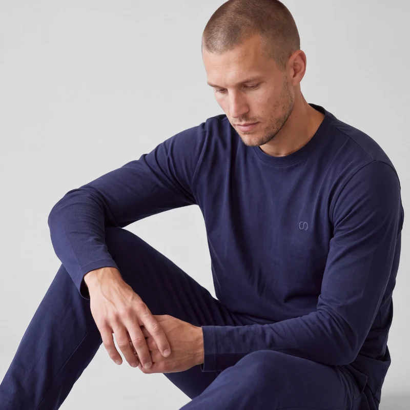 Schlafanzug Set Herren lang | Dunkelblau