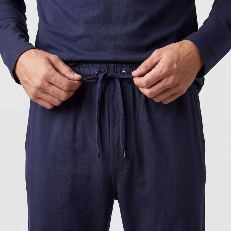 Schlafanzug Set Herren lang | Dunkelblau