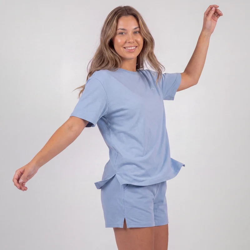 Schlafanzug Set Damen kurz | Hellblau