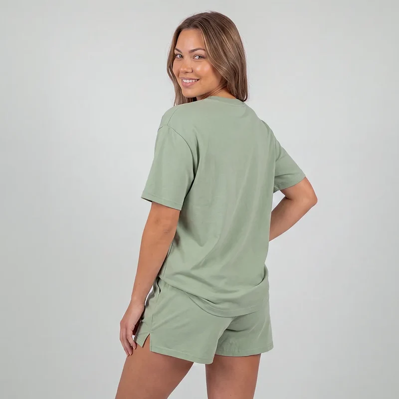 Schlafanzug Set Damen kurz | Salbeigrün