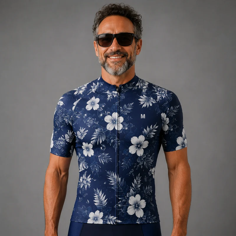 Men's Blue Floral Cycling Jersey 26/19 Edition