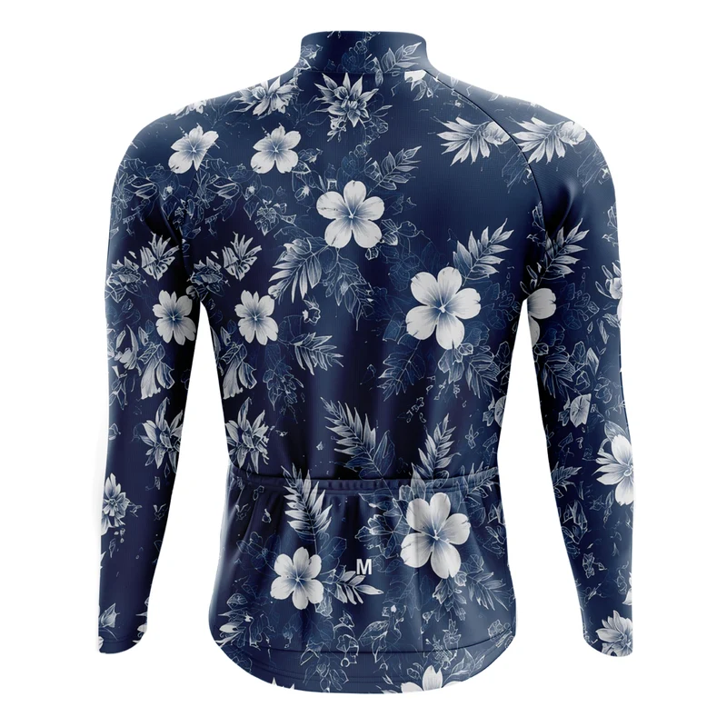 Men's Blue Floral Long Sleeve Cycling Jersey 26/19
