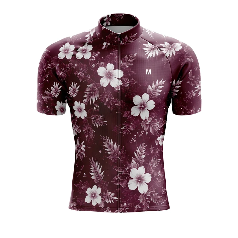 Men's Burgundy Floral Cycling Jersey or Bib Shorts 26/18 Edition