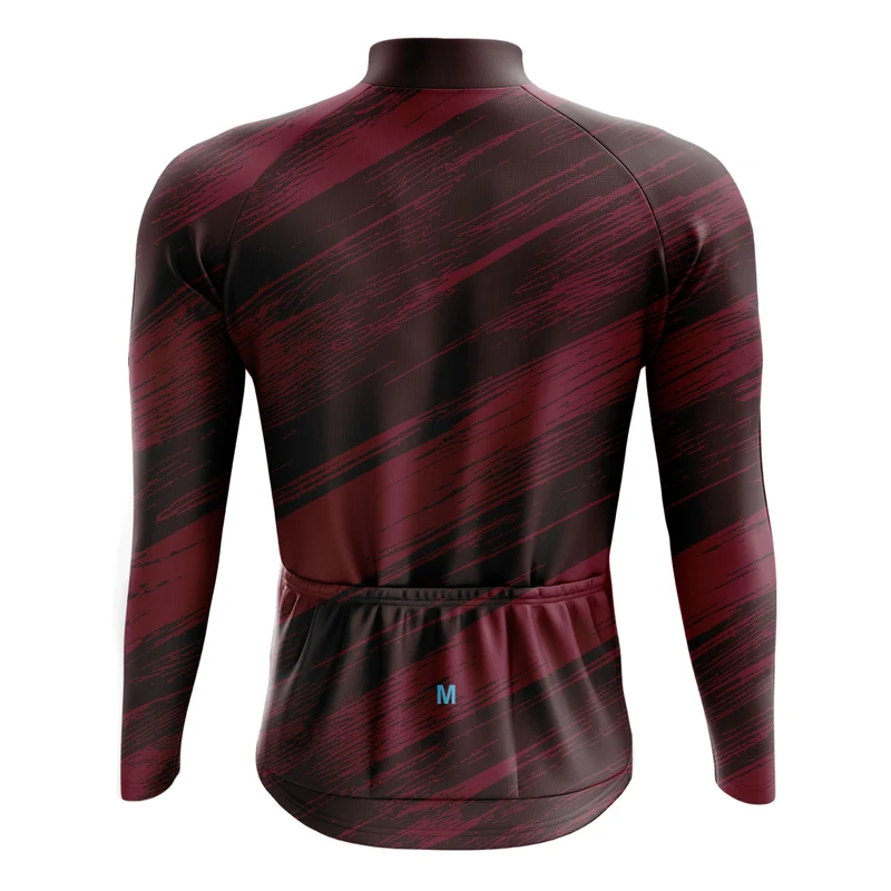 Men's Burgundy Long Sleeve Cycling Jersey 26/17