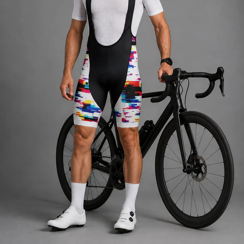 White Pixel Cycling Bib Shorts