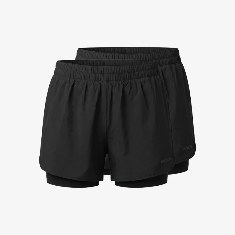 2 in 1 Sport Shorts Damen | Schwarz