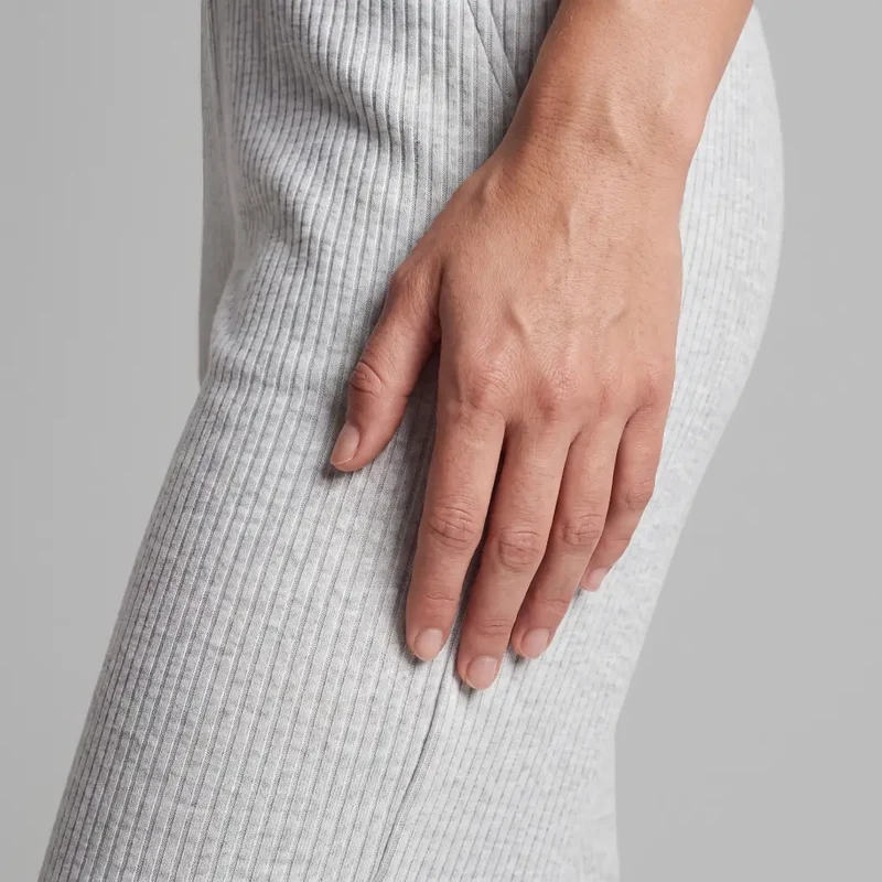 Loungehose Damen Rippstruktur | Hellgrau Meliert