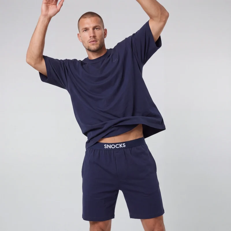 Schlafanzug Set Herren kurz | Dunkelblau