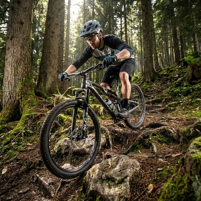 XLC SP-T05 All Mountain Teleskopsattelstütze Ø30,9mm 361mm 100mm Hub 50-120kg - Aluminium 6061-T6, 15mm Offset, Luft-Öl Patrone, Schwarz