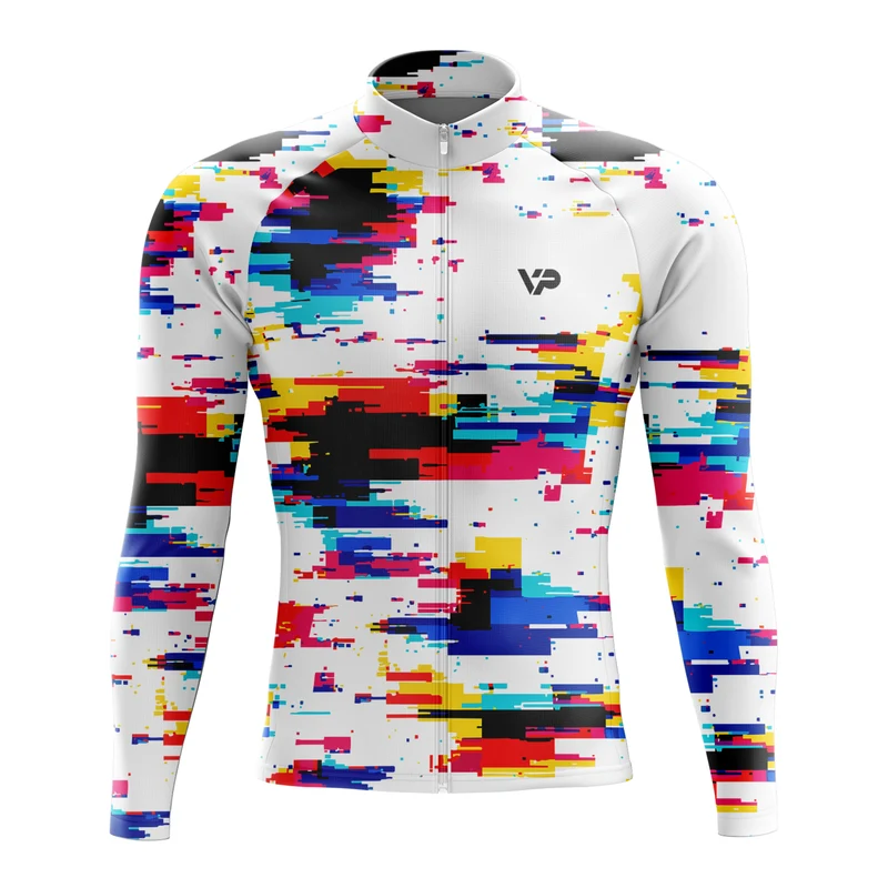White Pixel Long Sleeve Cycling Jersey