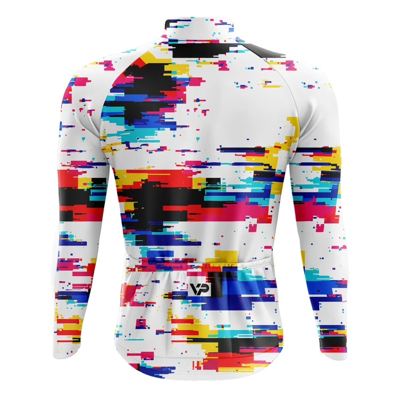 White Pixel Long Sleeve Cycling Jersey