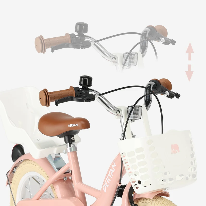 Zoey Mädchenfahrrad, Kinderfahrrad 12 Zoll mit Korb – Rosa