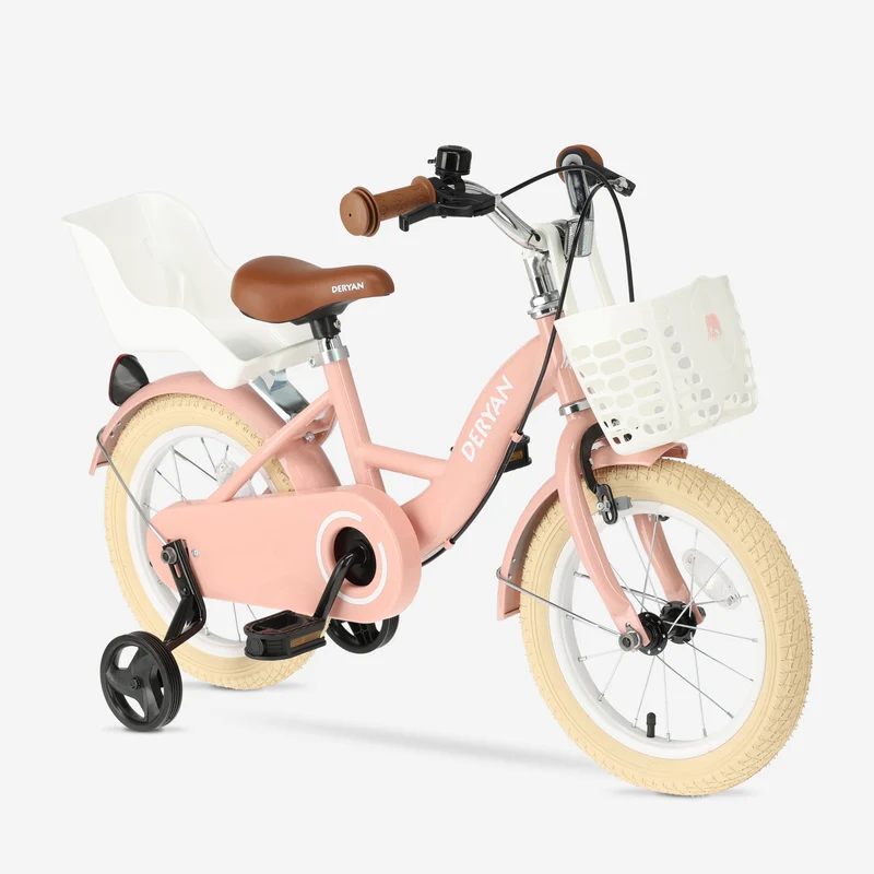 Zoey Mädchenfahrrad, Kinderfahrrad 14 Zoll mit Korb – Rosa