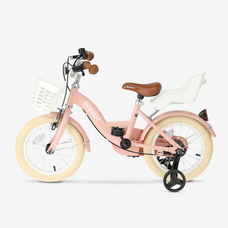 Zoey Mädchenfahrrad, Kinderfahrrad 14 Zoll mit Korb – Rosa