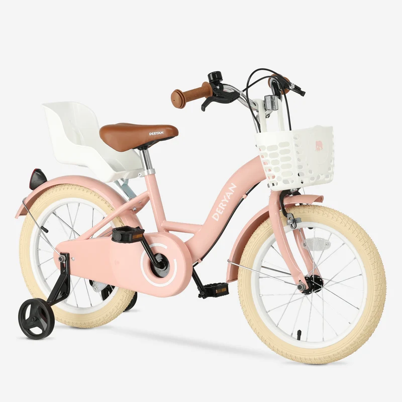 Zoey Mädchenfahrrad, Kinderfahrrad 16 Zoll mit Korb – Rosa