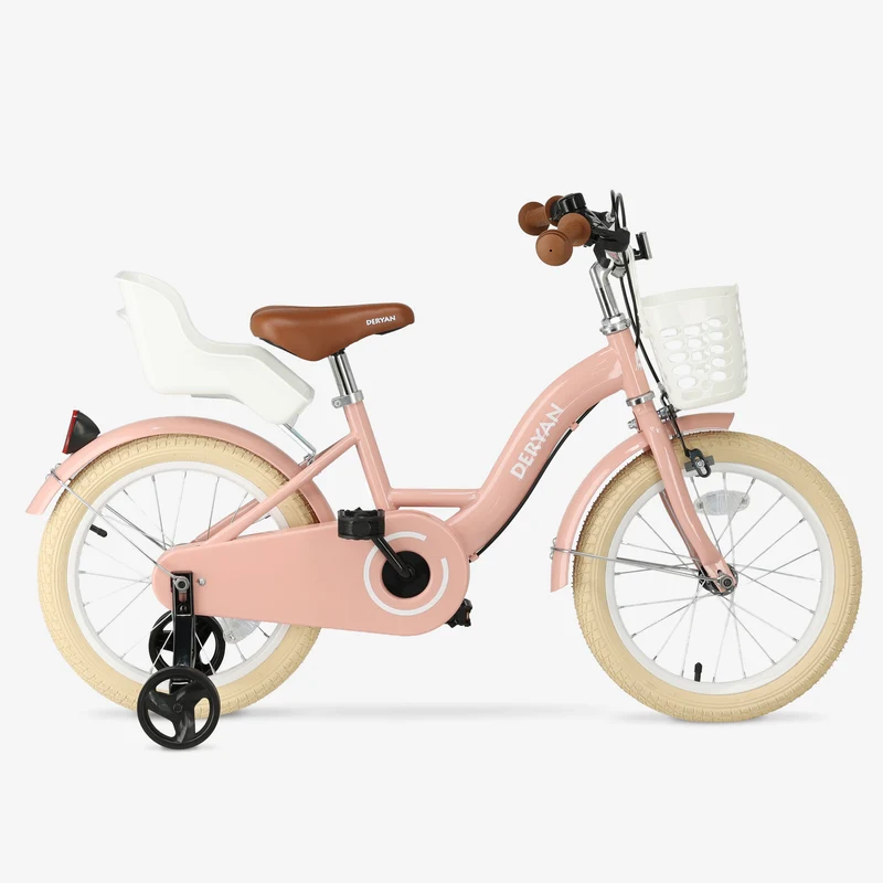 Zoey Mädchenfahrrad, Kinderfahrrad 16 Zoll mit Korb – Rosa