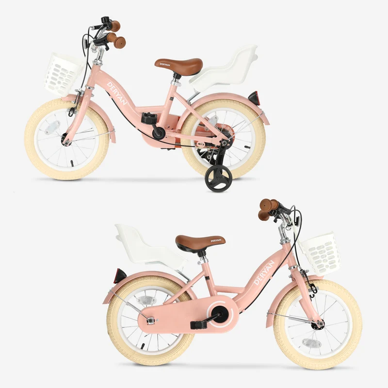 Zoey Mädchenfahrrad, Kinderfahrrad 16 Zoll mit Korb – Rosa