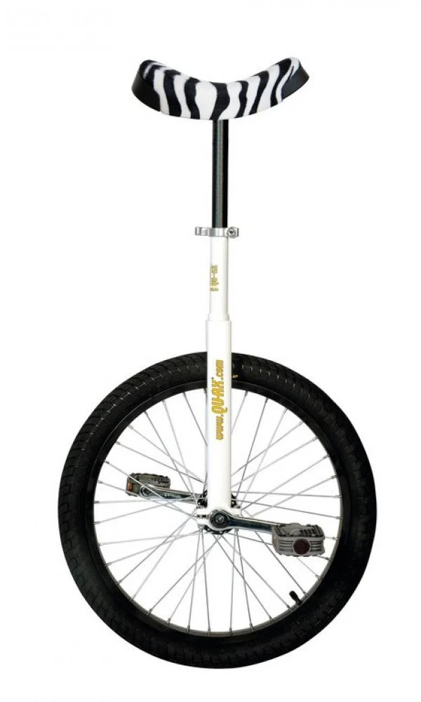 QU-AX Einrad Luxus 20" weiß Alufelge, Reifen schwarz, Zebra-Sattel