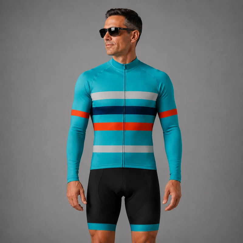 Men's Teal Long Sleeve Cycling Jersey 26/7 Edition