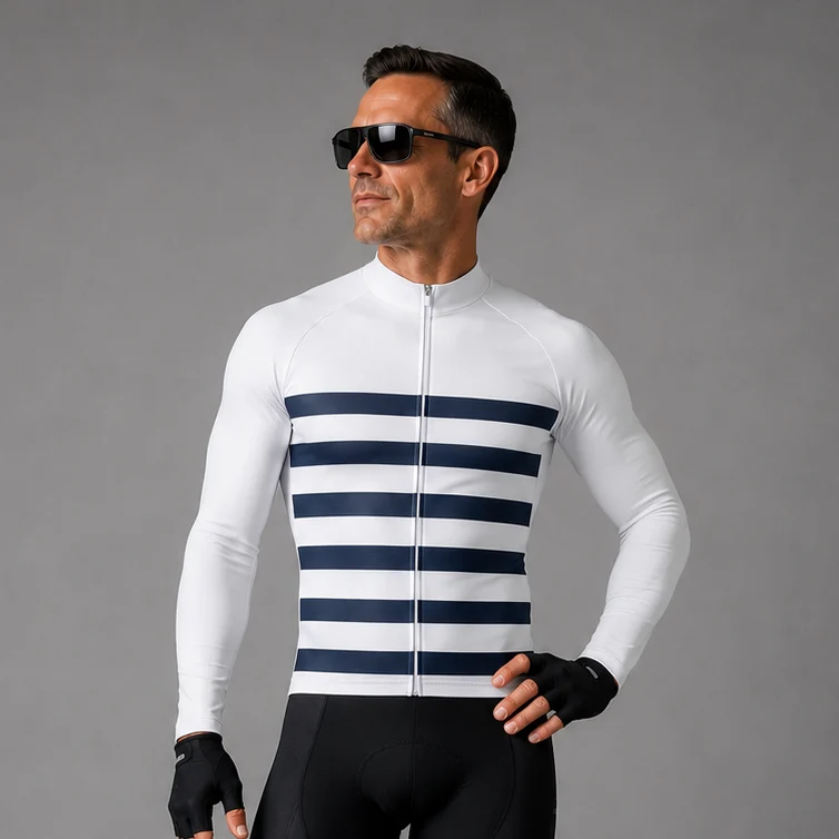 Men's White Long Sleeve Cycling Jersey 26/5 Edition