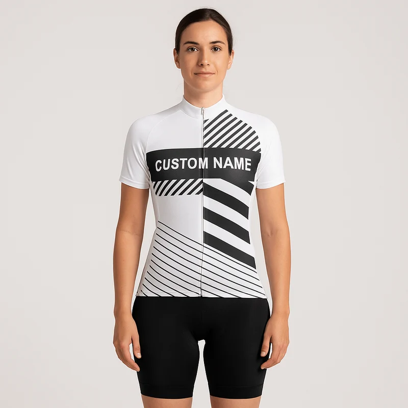 Custom Women Cycling Jersey or Shorts - White Black