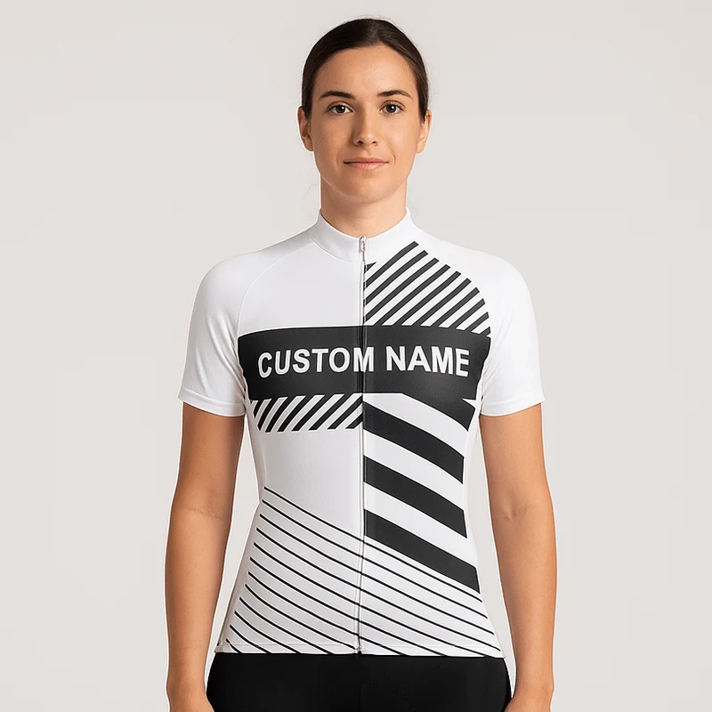 Custom Women Cycling Jersey - White Black