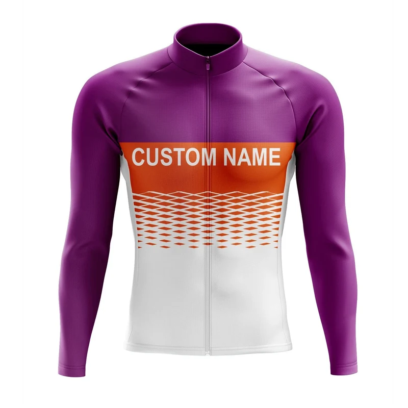 Custom Long Sleeve Cycling Jersey - White Purple