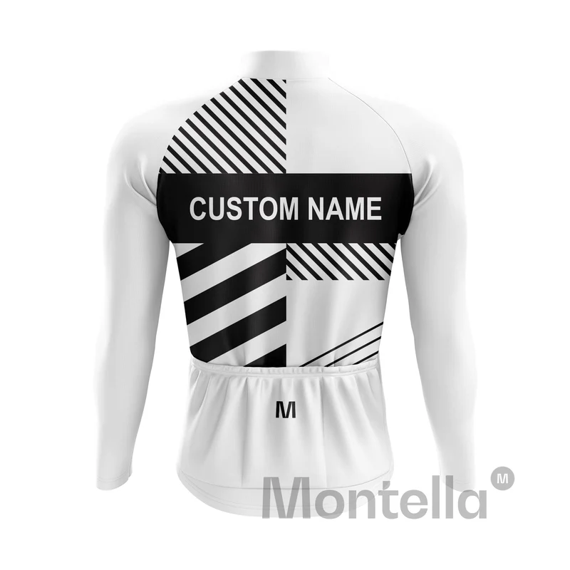 Custom Long Sleeve Cycling Jersey - White Black