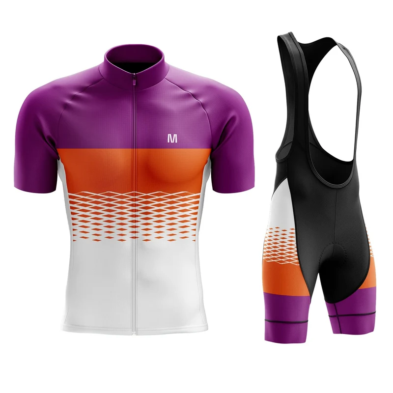 Men's White Purple Cycling Jersey or Bib Shorts