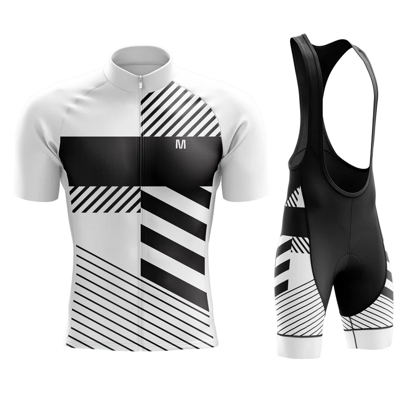 Men's White Black Cycling Jersey or Bib Shorts