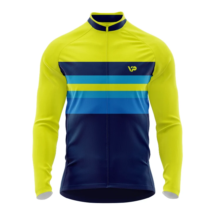 Yellow Lines Long Sleeve Cycling Jersey