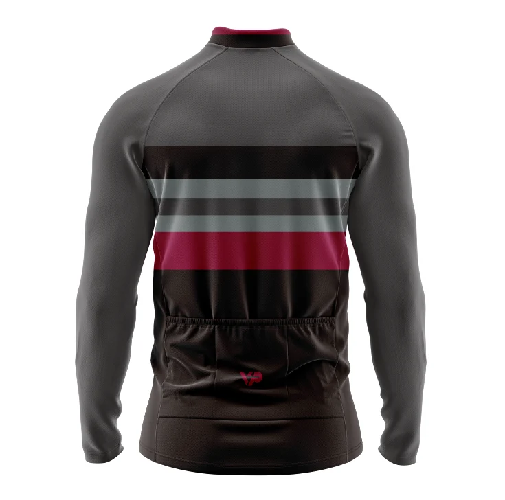 Grey Lines Long Sleeve Cycling Jersey