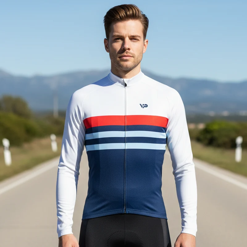 White Lines Long Sleeve Cycling Jersey