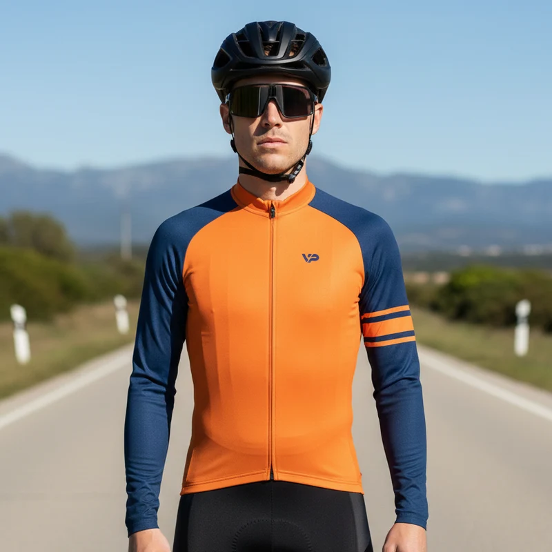 Orange Long Sleeve Cycling Jersey