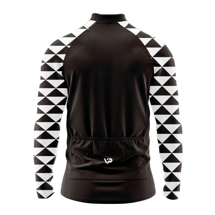 Black White Long Sleeve Cycling Jersey