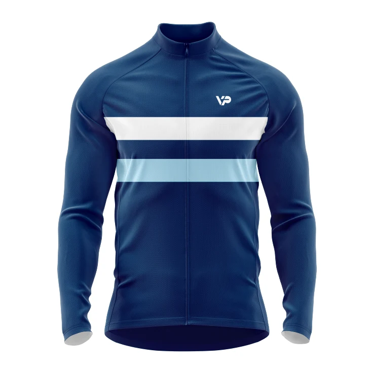 Blue Winter Cycling Jacket Thermo Fleece