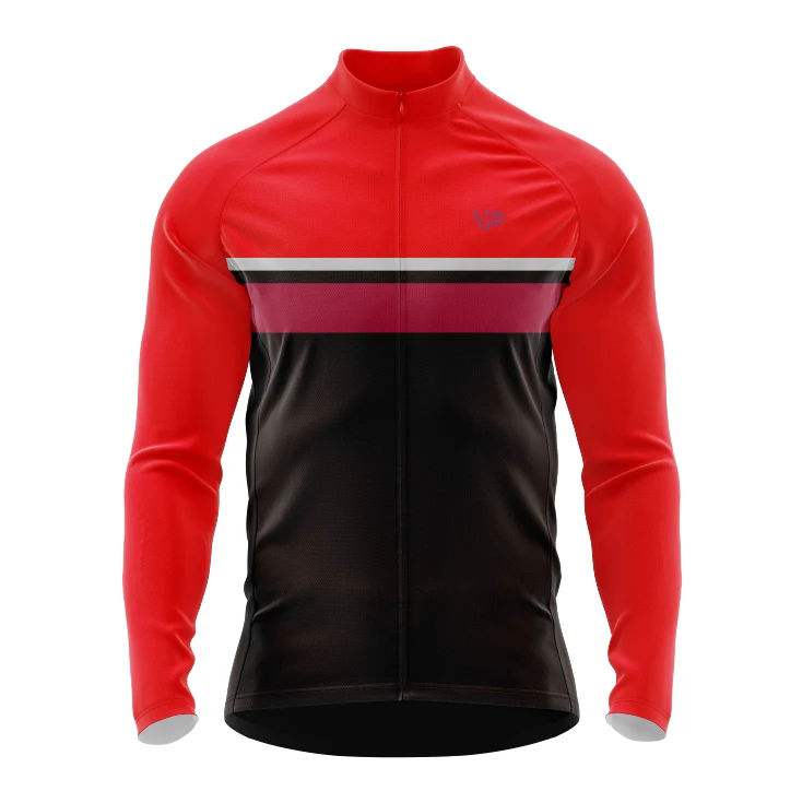 Black Red Winter Cycling Jacket Thermo Fleece