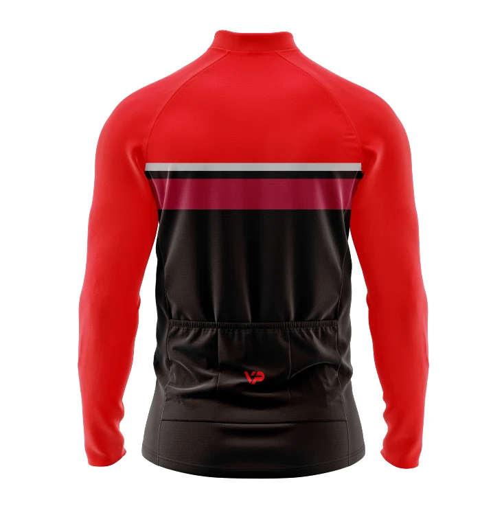 Black Red Winter Cycling Jacket Thermo Fleece