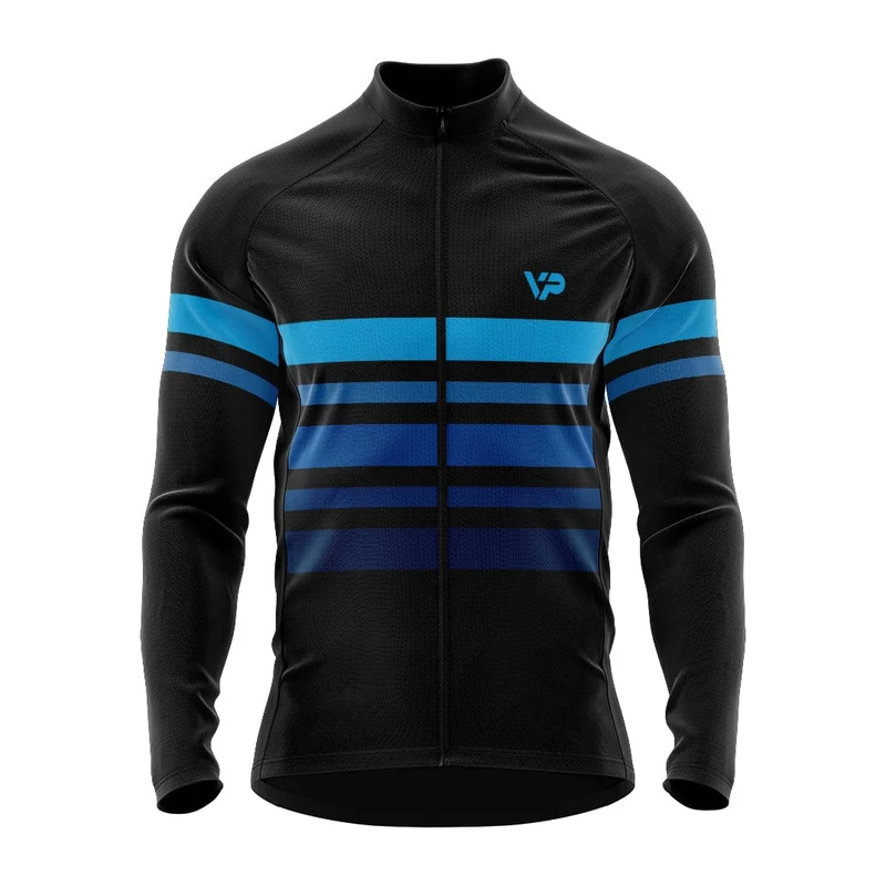 Black VP Blue Lines Winter Cycling Jacket Thermo Fleece