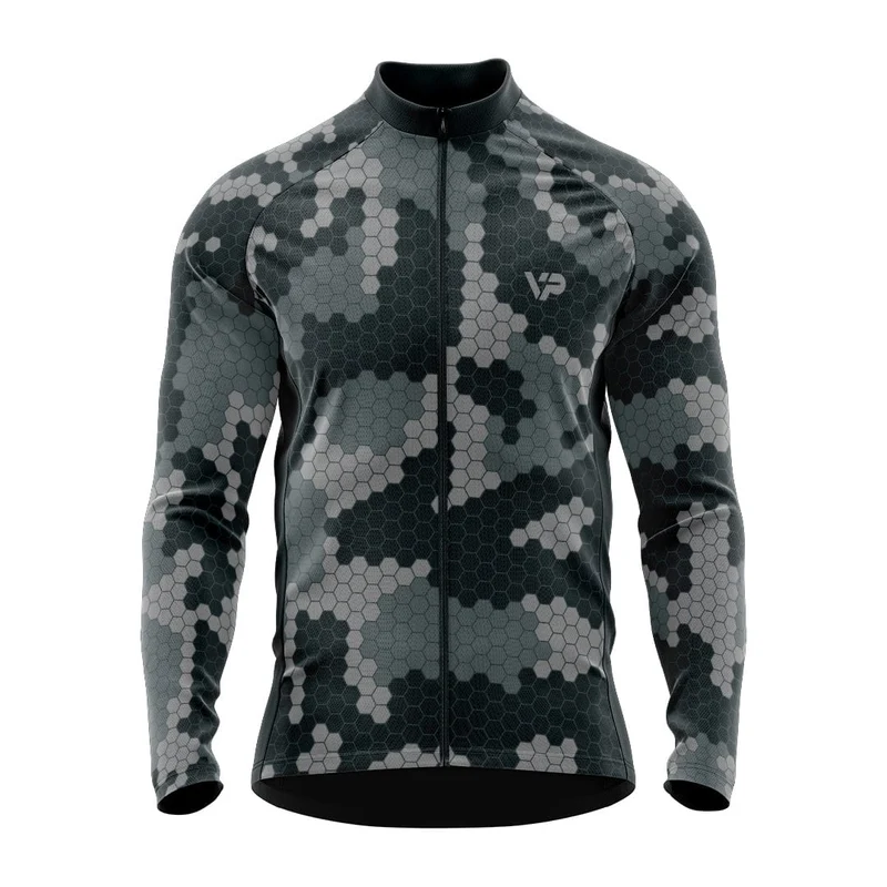 Grey Camouflage Winter Cycling Jacket Thermo Fleece