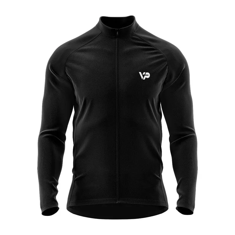 Black Winter Cycling Jacket Thermo Fleece