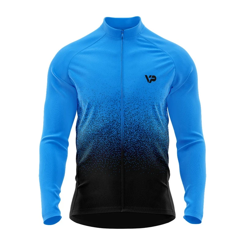 Blue Gradient Winter Cycling Jacket Thermo Fleece